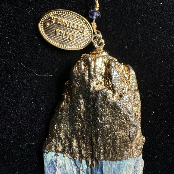 Dara Ettinger Blue Druzy Gold Plate Pendant/Necklace - Picture 2 of 6
